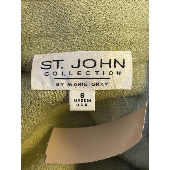 St John Cropped Textured Green Button-Up Jacket Size 6 - Picture 7 of 7